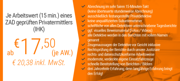 Preise unserer Detektei für Privatermittlungen